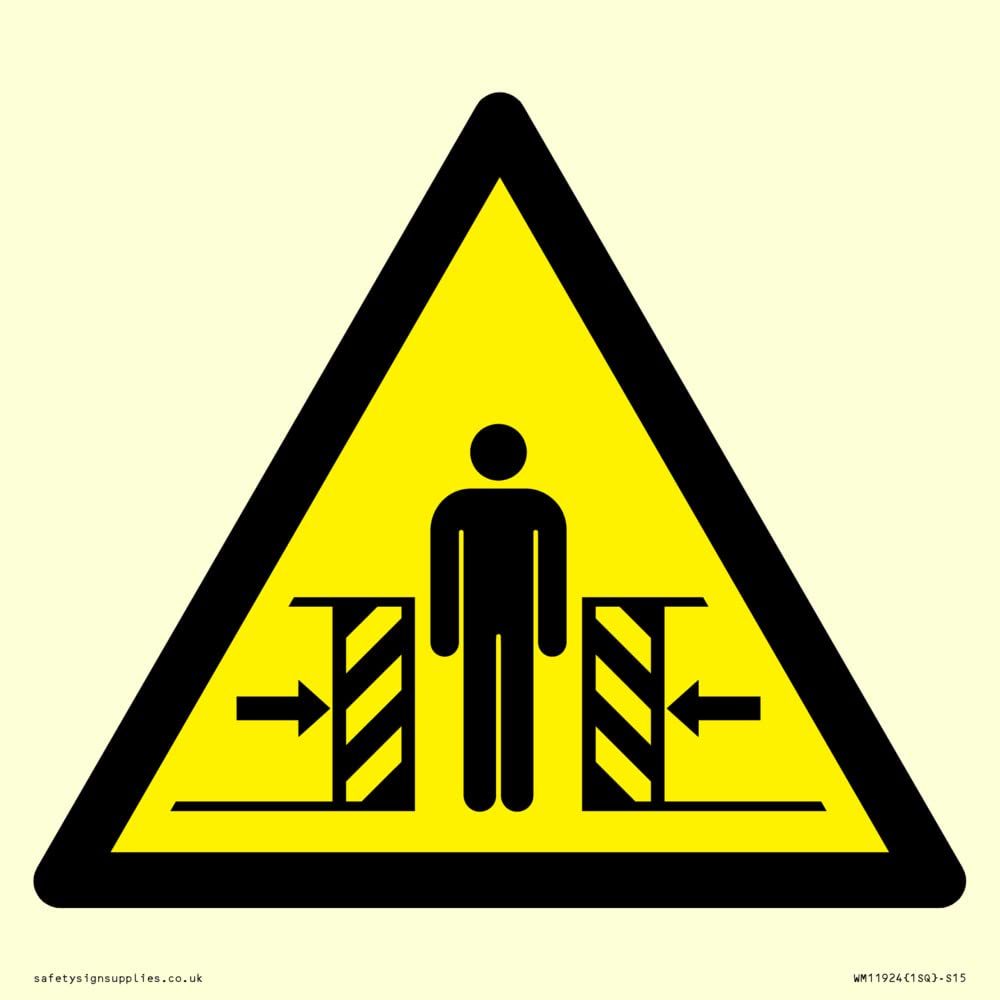 W019 Warning: Crushing Sign - 150x150mm - S15