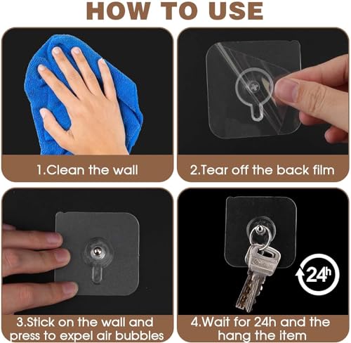 Image of DARNEX Heavy Duty Self-Adhesive Screw Hooks as Strong Wall Hanging Solutions Without Drilling for Kitchen and Bathroom Accessories (Screw Hook Hanger, Transparent) (20 PCS)
