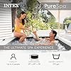 INTEX PureSpa Greystone Deluxe 4 Person Square Inflatable Hot Tub, Bubble Massage Spa Set with Energy Efficient Cover, 2 Headrests, & LED Light, 69 in x 28 in