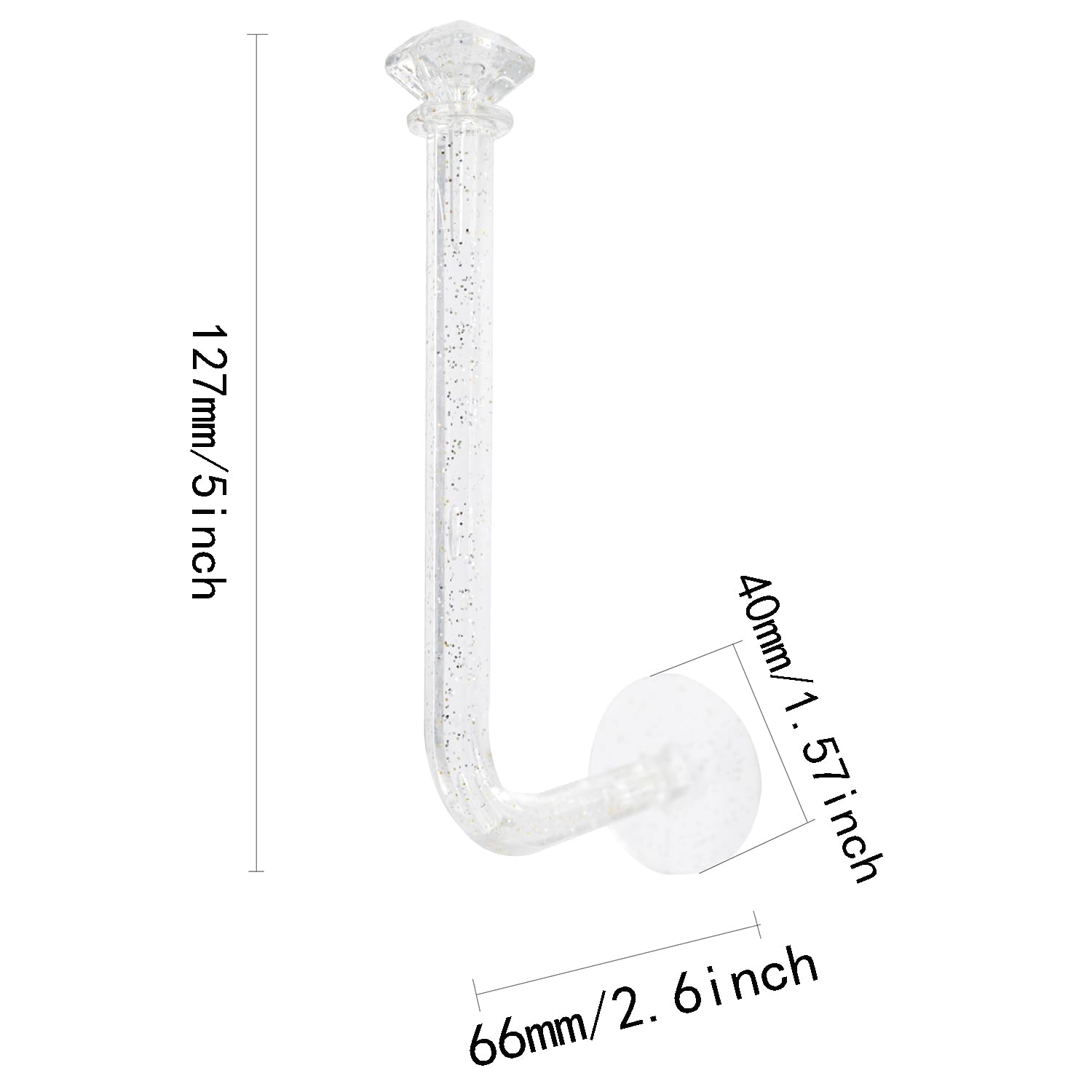 Pro Bamboo Kitchen 4PCS Adhesive Hair Tie Long Holder Transparent Glitter Hair Bands Jewellery Hanging Rack Household Washroom Small Objects Hanging Rack for Hair Turbans Hair Rope Storage