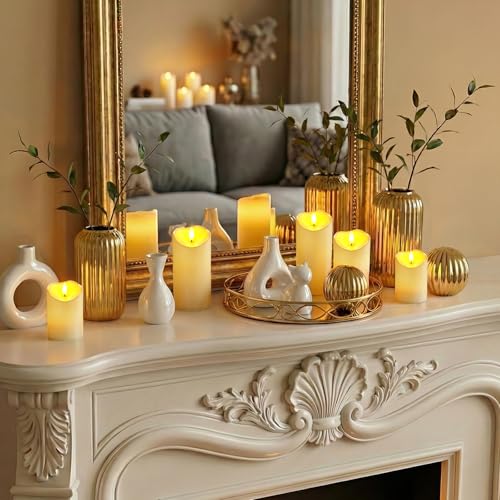 Image of Homemory 9Pack Outdoor Waterproof Flameless Candles, LED Candles, Battery Operated Candles with Remote and Timers, Electric Fake Plastic Pillar Candles, Ivory White, 3 inchx4 inch4 inch 4 inch 5 inch 5 inch 5 inch 6 inch 6 inch 6 inch