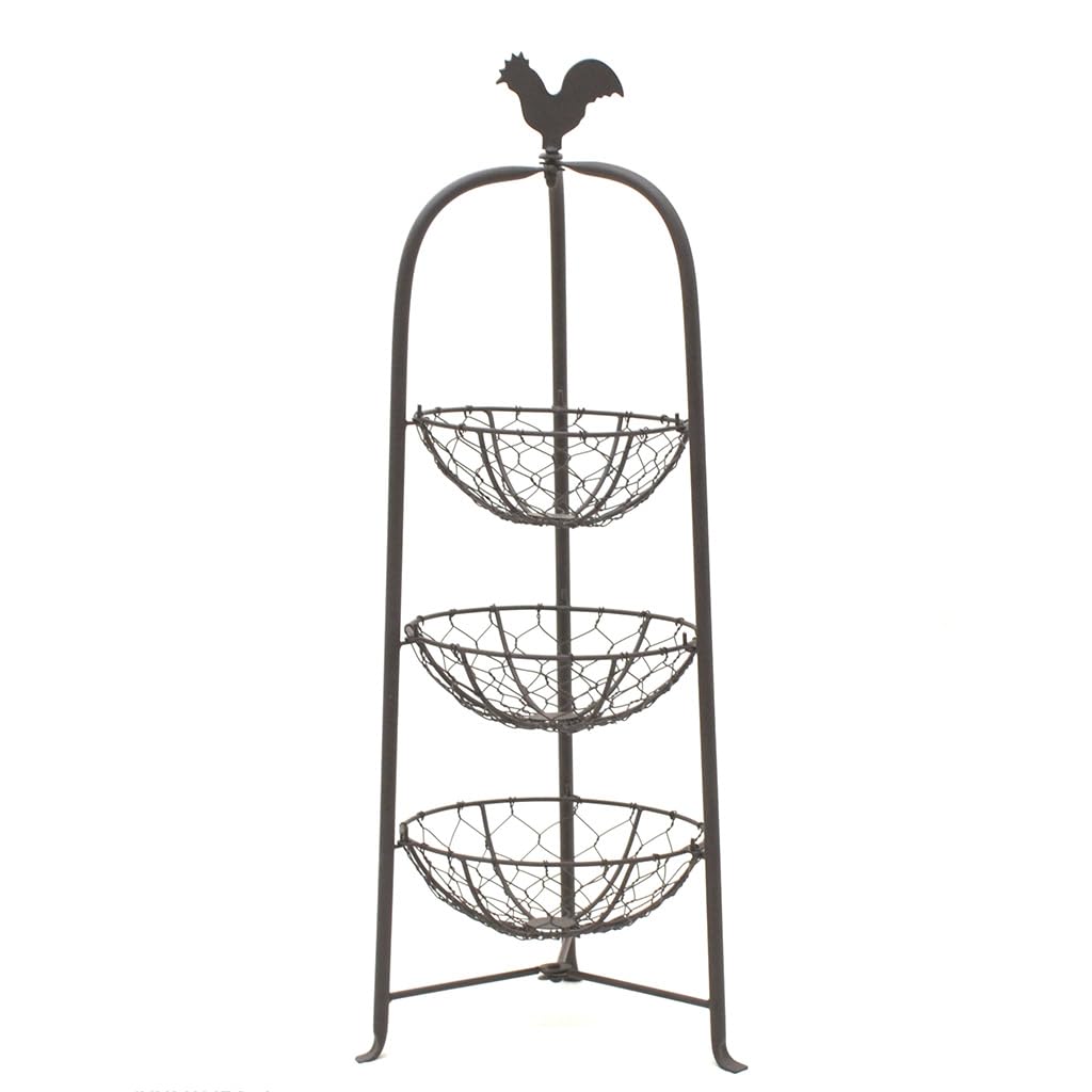 Dibor Cream Rustic Heart Three Tier Floor Standing Veg Rack (Df73)