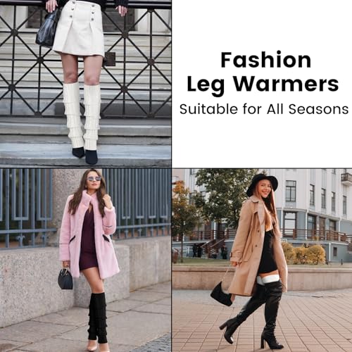 Image of Clothirily Leg Warmers - 2 Pairs Knit Leg Warmers for Women 80s Fashion Long Socks for Sports Party Yoga Winter Accessories