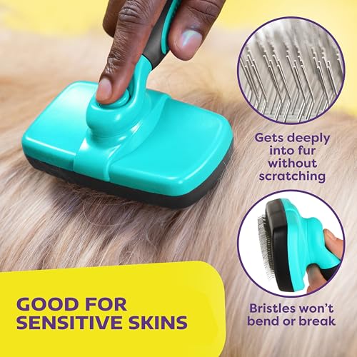 image for Hertzko Dog Brush for Shedding - Self Cleaning Slicker Brush for Dogs 