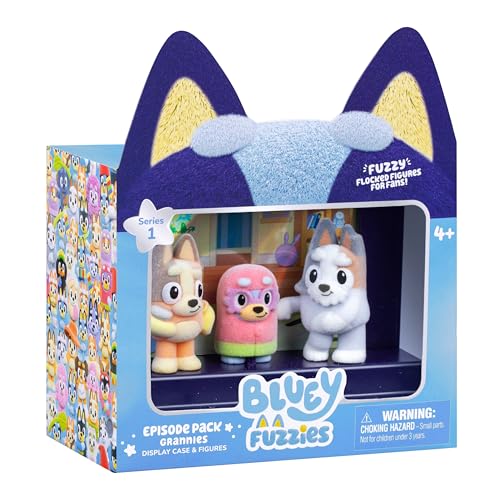 Bluey Fuzzies Episode Pack: Grannies. With 3 Specially Flocked Collectible Mini-Figures (Incl. 1 Exclusive), Display Case - Image 4