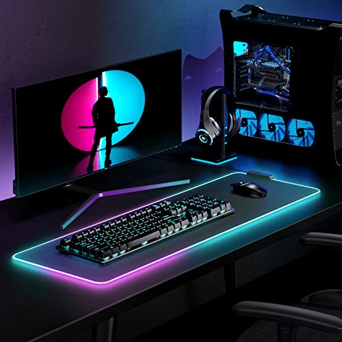 Alfombrilla-Raton-Gaming-Alfombrilla-Gaming-RGB-Grande-XXL-con-4-Puertos-USB-14-Modos-de-Luz-Base-de-Goma-Alfombrilla-Raton-de-LED-Extendida-y-Plana-para-Velocidad-y-Control-800-x-300x5mm