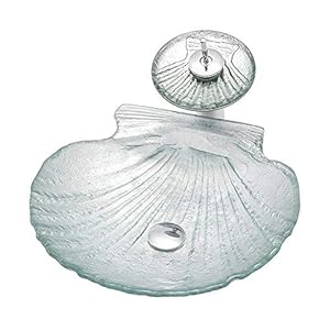 chicstyleme Opzetwastafel tuin shell glas badkamer wastafel met waterval kraan gehard glas materiaal badkamer…