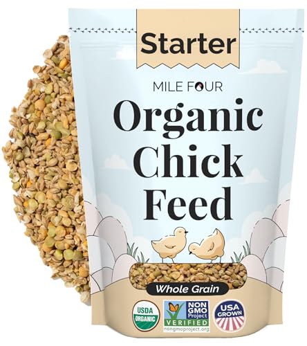 Mile Four Organic Chicken Feed â€“ Starter Chick Whole Grain, Non-GMO, USA Grown, 21% Protein, Corn-Free, Soy-Free, Non-Medicated Chick Feed, 2 lb Sample