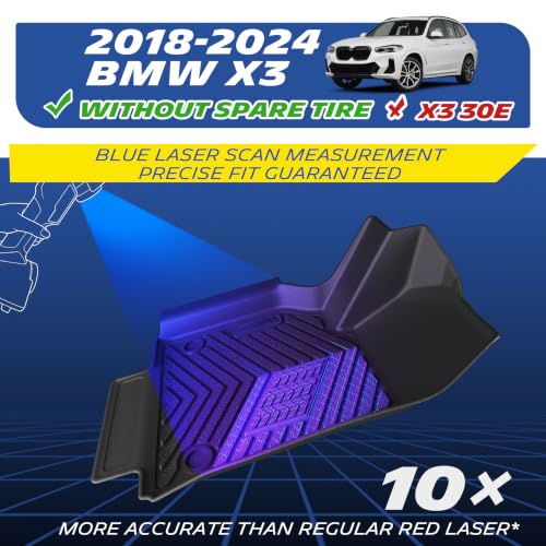 Image of Michelin Vehicle Mats, All-Weather TPE Custom Fit Liner for 2018-2024 BMW X3 Without Spare Tire (4 Piece), Not Fit X3 30e, Premier