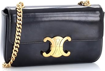 Pre-Loved Triomphe Chain Shoulder Bag Leather Small, Black