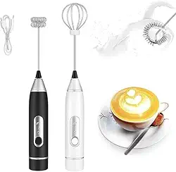 Mini Mixer Portátil USB, Espumador de Leite Elétrico | Batedor de Bebidas, Ovos, Café, Cappuccino, Whey | com Haste de Aço Inoxidável 3 Velocidades