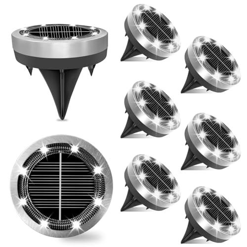 Ayciep 8er Solar Bodenleuchten Kaltweiß Edelstahl