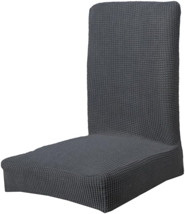 PRETYZOOM 6pcs Dining Chair Seat Covers Stretchy Polyester Protective Covers Elastic for Home Office Banquet Grey