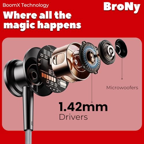Image of BroNy CL-120 ENC Magnetic Switch Wireless Bluetooth Headphones In Ear Neckband Earphone, Rapid Charge, Dual Pairing, Magnetic Earpiece,Voice Assistant With Mic (Blue)