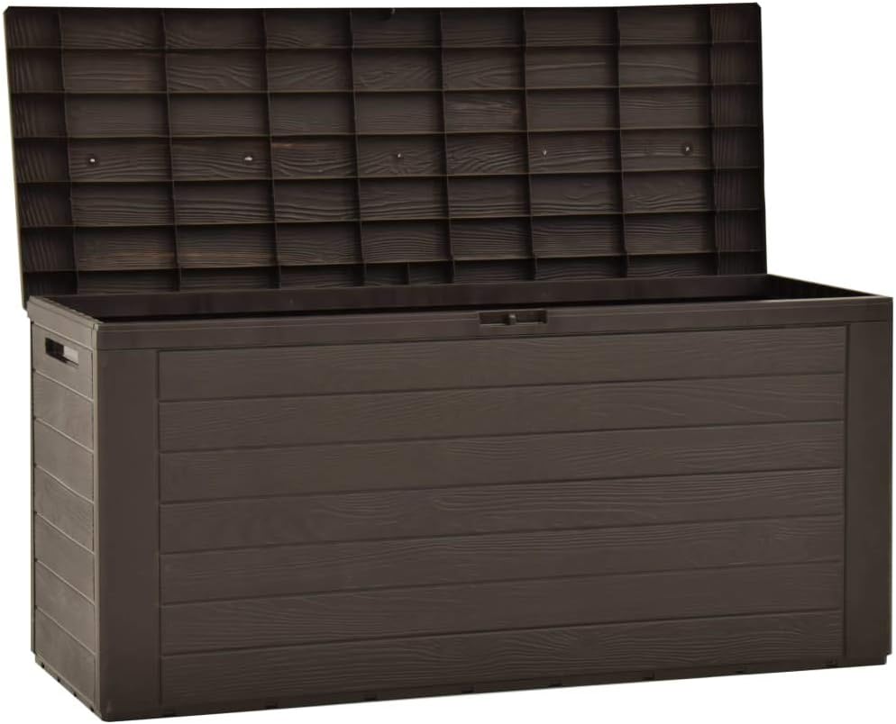 Patio Storage Box,Outdoor Toy Box,Outdoor Cushion Storage,Pool Storage,Outdoor Towel Storage,for Patio Furniture, Pillows, Pool Supplies, Garden Tools, Brown 45.7"x17.3"x21.7"