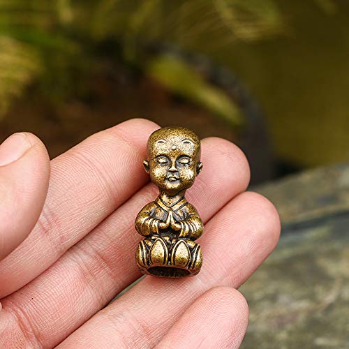 Antyczna miedziana kieszonka, mały mnich, dekoracja zen z brązu, mała kieszonka Shami, Budda, ręka Buddy, brązowa statua