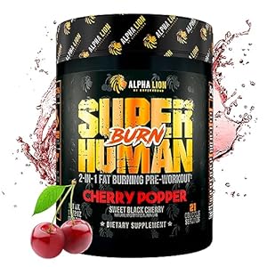 ALPHA LION Superhuman Burn 2-in-1 Metabolism Booster Pre Workout, Weight Loss Supplement, Appetite Suppressant, Fat Loss Support, Energy & Focus Powder (21 Servings, Sweet Black Cherry Flavor)