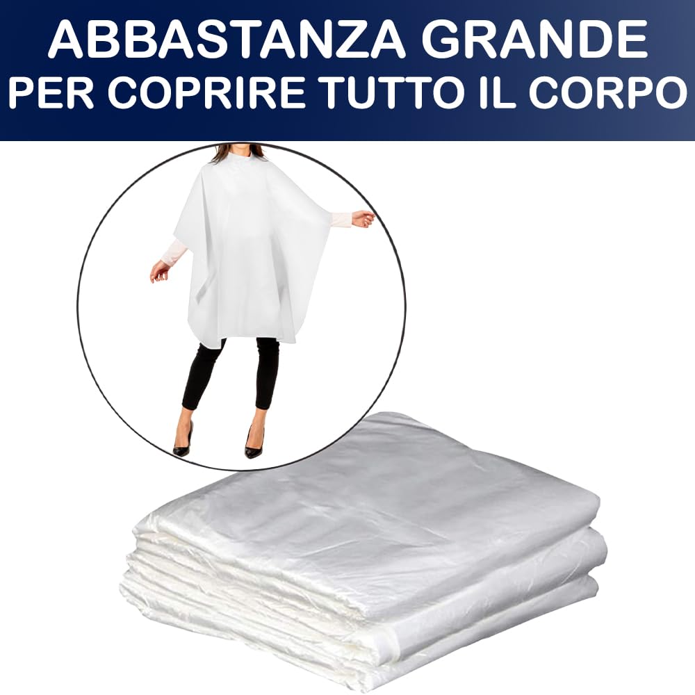 Mantelle Monouso Professionale Per Tintura In Polietilene per taglio capelli impermeabile Misura 85x110 cm