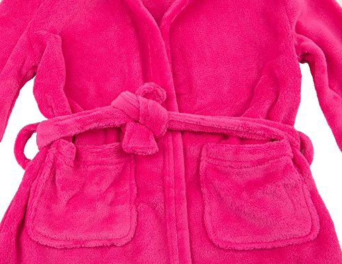 Leveret Kids Robe Boys Girls Solid Hooded Fleece Sleep Robe Bathrobe (16 Years, Magenta) #TOP2