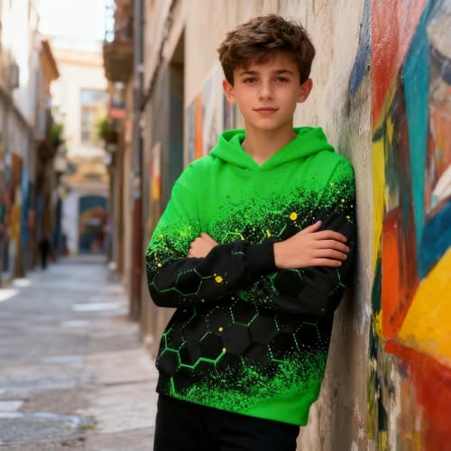 Image of Belovecol Boys Hoodies 3D Printed Hooded Sweatshirts with Pocket for 6-16Y