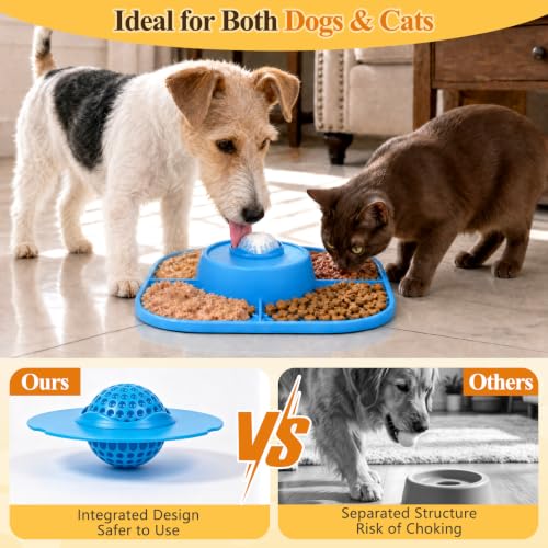 Image of 3-in-1 Slow Feeder Dog Bowl & Puppy Lick Mat & No‑Choke Rolling Ball