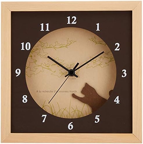 K-ART.JAPAN 壁掛け時計 DECLOCK Verdure Cat ナチュラル DC-3008 幅22×高さ22×厚4.5cm