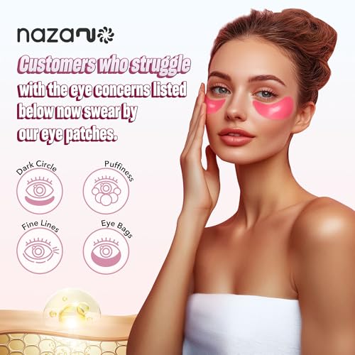 Image of NAZANO Under Eye Patches - 60 Pack Eye Masks | for Puffy Eyes, Dark Circles, Bags & Wrinkles with Collagen & Hyaluronic Acid - Eye Care Pads for Daily Skincare (Pink)