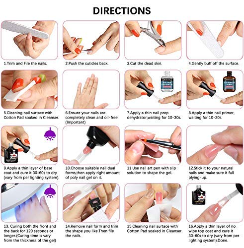 Morovan Poly Nail Extension Gel Kit,with 8 Pcs 15ml Poly Nail Gel,36W LED UV Nail Dryer,Slip Solution,Basic Nail Art Tools Poly Extension Gel Nail Builder Gel Enhancement Kit Nails Art Manicure Set