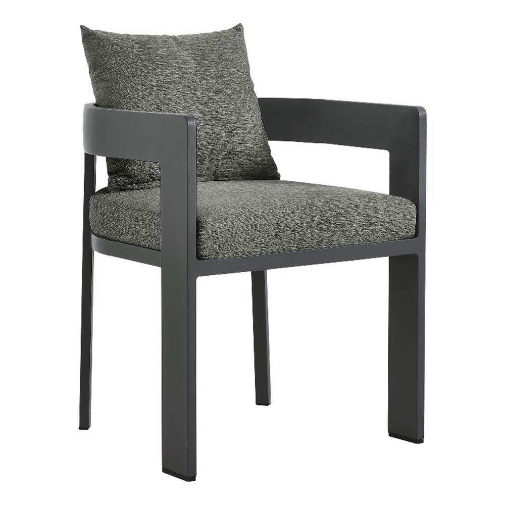 modway tahoe outdoor patio powder-coated aluminum fabric dining chair in gray gray - patio metal dining chair with cushions - accent armchair - dining chair with armrests - modern outdoor seating