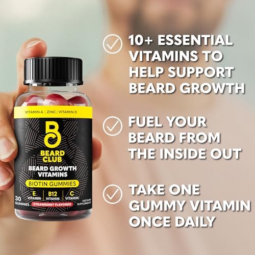 Image of The Beard Club Beard Growth Oil and Vitamin Gummies Bundle - Mens Grooming Kit with Natural Castor Oil and Biotin Gummy Supplement - Supports Thicker, Fuller Facial Hair Growth from Within