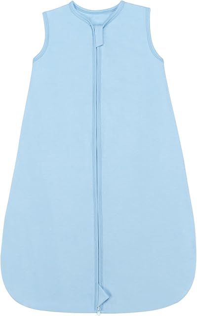 ZIGJOY Baby Sleep Bag Baby Wearable Blanket 100% Cotton Sleeveless Sleeping Sack 0.5 TOG Breathable Toddler Sleeping Bag for 6-12 Months with Double Zipper Blue