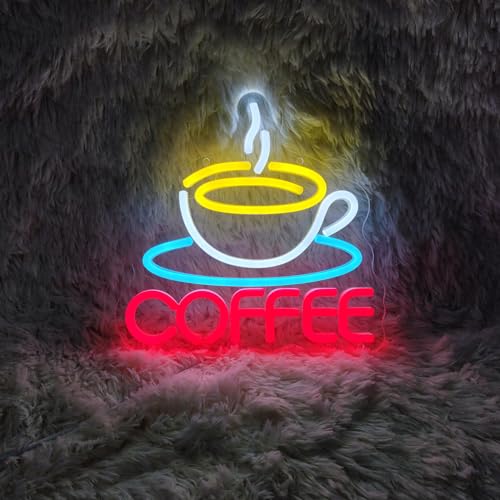 Image of Coffee Sign Coffee Neon Sign Coffee LED Sign, Coffee Bar Neon Sign But First Coffee Neon Sign Coffee Bar Decor for Coffee Shop Home Coffee Lovers Art Wall Decor, 10.2 inch x 9.7 inch