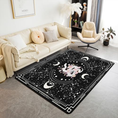 Homewish Tapis Salon 150x200cm Serpent Blanc,Tapis Sol Lune,Tapis Chambre Enfants Garçons Filles...