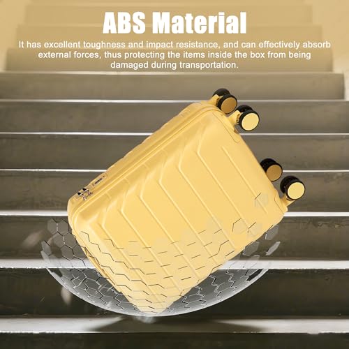 Image of 20 Inch ABS Hard Shell Travel Checked Luggage With Combination Lock, Yellow