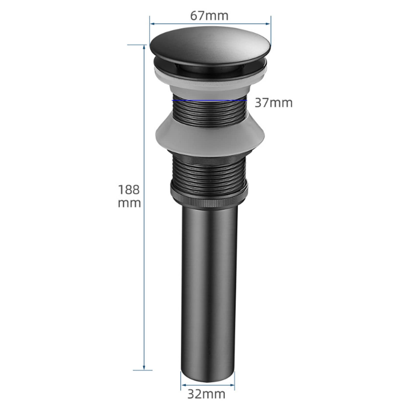 Bonde Lavabo sans Trop Plein Bonde de Vidage Lavabo Bonde Clic Clac Universelle Pop-Up 1 1/4" Laiton Pour Lavabo