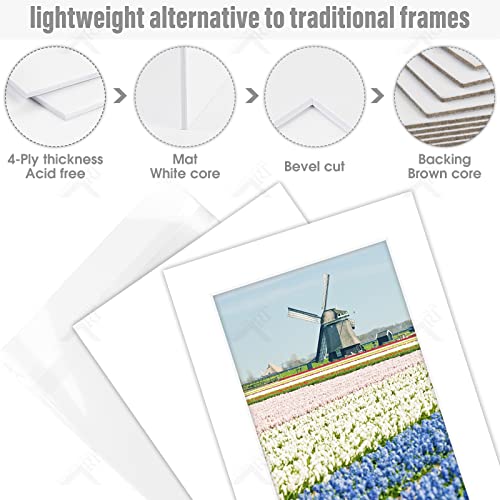Golden State Art, Acid Free, Pack Of 10 5X7 White Picture Mats Mattes With White Core Bevel Cut For 4X6 Photo + Backing + Bags #TOP2