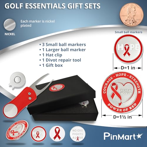 Image of PinMart's Golf Essentials Gift Set - Golf Divot Tool, Hat Clip, Magnetic Ball Markers, Large Ball Marker with Presentation Box - Gifts and Accessories for Men and Women