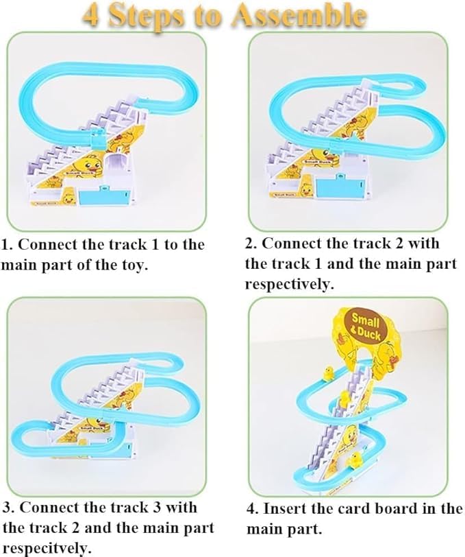 Image of Duck Track Toys for Kids - Stair-Climbing Escalator with Lights & Music, Includes 3 Small Ducks - Interactive Duck Track Slide Toy - Perfect Toddler Gift
