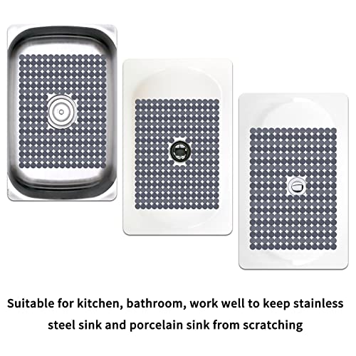 Qulable 2 Stück Küchenspüle Matte für Edelstahl/Keramik-Spülbecken, PVC, umweltfreundlicher Schutz für den Boden der Küchenspüle, verstellbar, Punkte-Design, 30.8x30.7 cm (einfarbig)