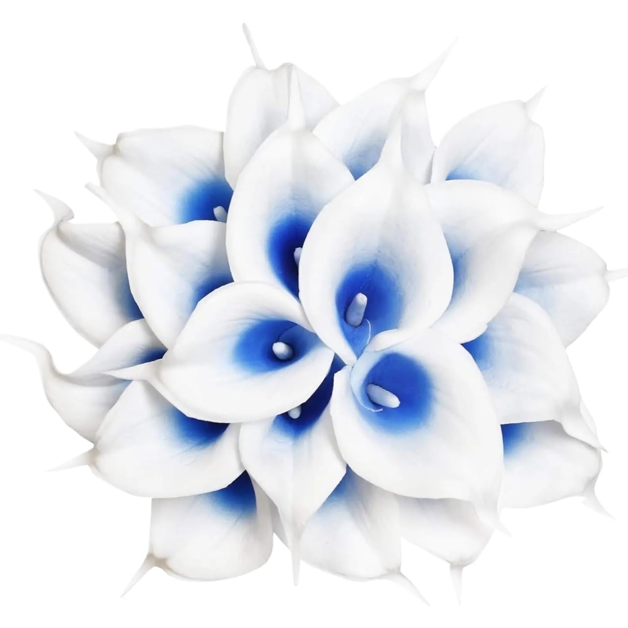 LuoAXINN Artificial Wedding Bouquet 20Pcs Artificial Calla Lily Flower Latex Flowers for DIY Wedding Bouquet Party Home Decor(Blue White)
