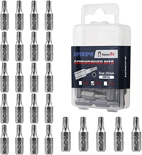 HPHOPE PH1 Bit x 25mm Length Screwdriver Bits, 1/4 Inch Standard Hex Fitting (25 Bits per Box)