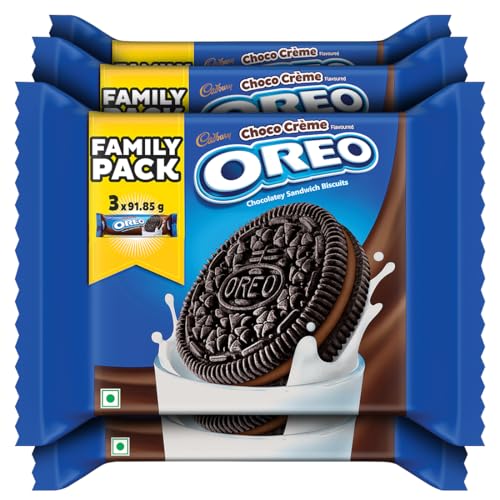 Image of Oreo Cadbury Chocolate Flavour Creme Sandwich Biscuit Family Pack, 275.55 G (Pack of 4)