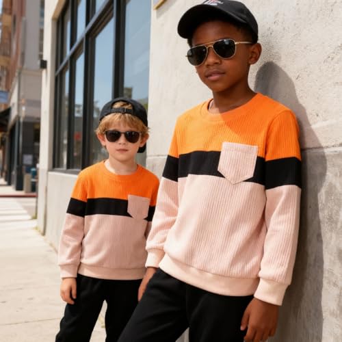 Image of Kid Toddler Boy Clothes Color Block Sweatshirt and Casual Pants 2Pcs Boys Fall Winter Outfits 1-5T
