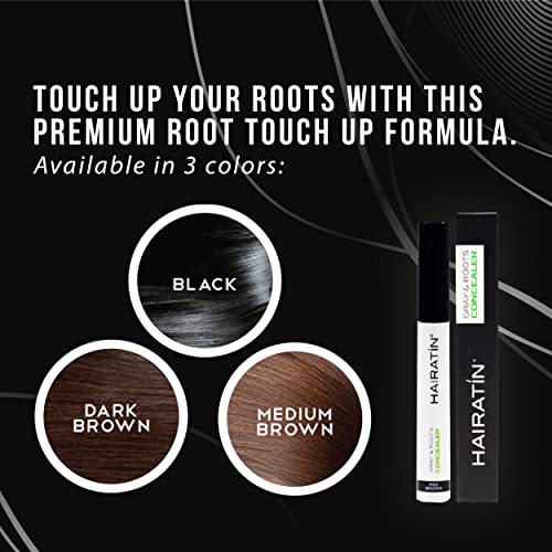 Hairatin Premium Root Touch Up | Cover Up Gray Hairs & Roots | Works Instantly & Water Resistant | Thicker Looking Hairlines Between Salon Trips | Root Concealer Without Salon Spray – Medium Brown #TOP2