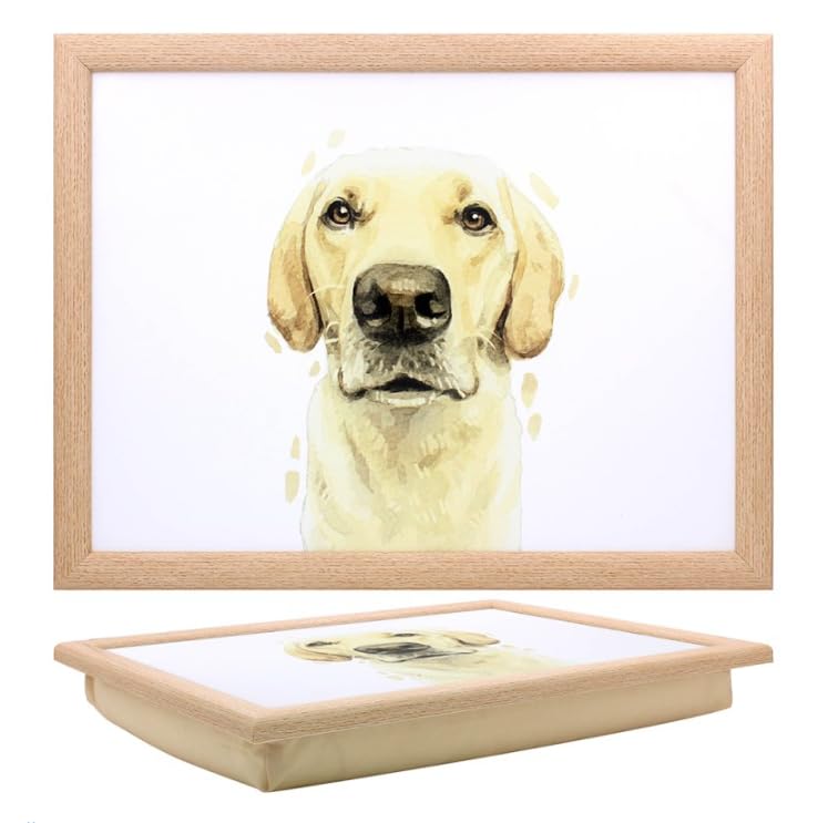Tamersgifts Cushioned Laptrays Lap Tray TV Dinner Bean Bag Padded Cushion Gift (Golden Labrador Laptray) — image 1