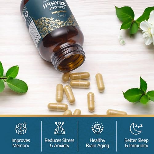 Ayurvediq Organic Brahmi Capsules x60 Vegan Capsules - 600mg Bacopa Monnieri Capsules High Strength Stress, Anxiety & Memory Support Supplements - Health and Wellbeing Supplements, Ayurveda Products - Image 4