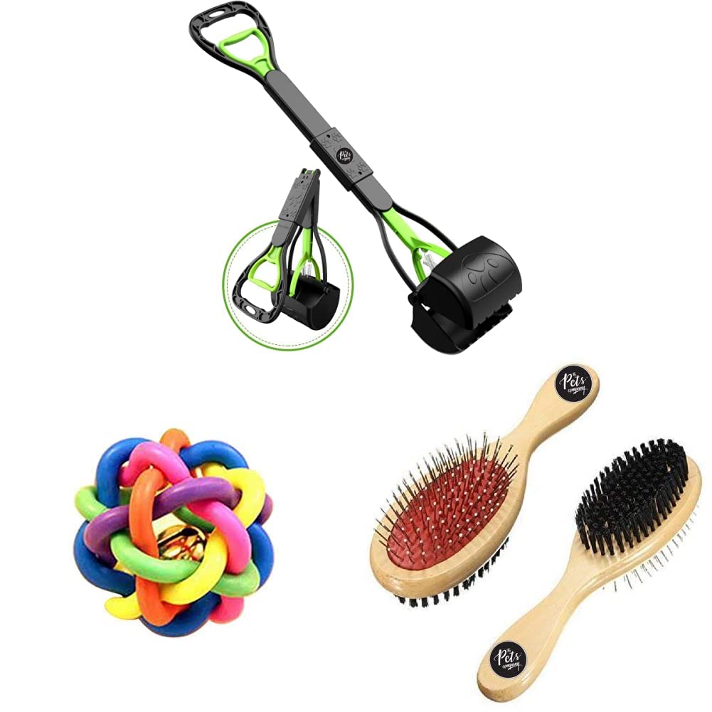 The Pets Company Folding Dog Poop Scooper, Pet Waste Potty Picker, Large, 24 Inches, & Rubber Knot Chew Ball with Bell, for Puppy and Kitten & Dog Brush Double Sided Comb, Large (B0BDS74K85) Amazon Price History, Amazon Price Tracker