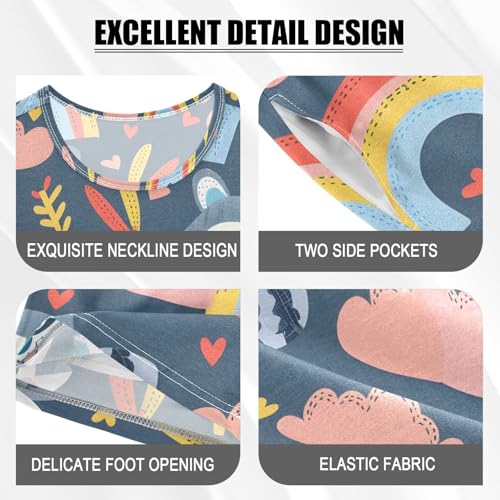 ALAZA Raccoon Rainbow Cloud Pajamas Short Sleeve 2 Piece Sleepwear Top and Bottom Pajama Set Unisex4