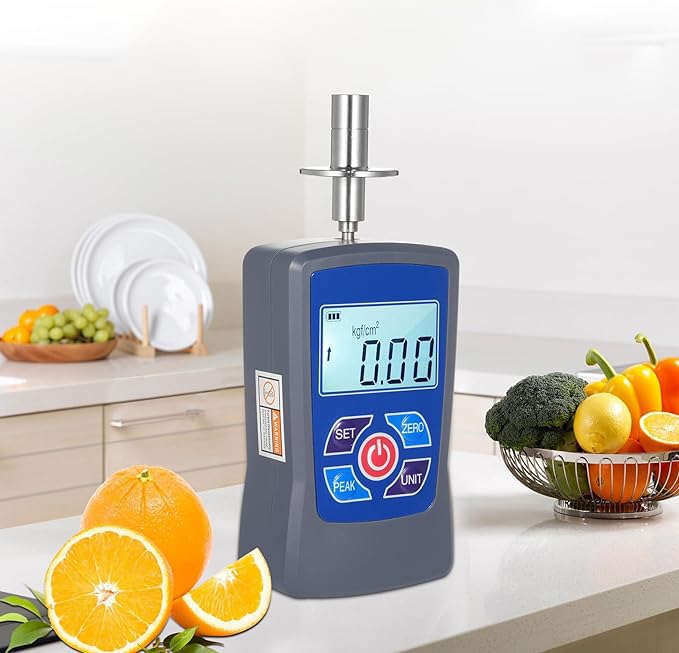 LABART Digital Fruit Hardness Tester, GY-M15 Digital Fruit Hardness Tester Meter Mini Fruit Penetrometer Durometer with Range 0.2 to 15 Kgf/cm² (x10^5 Pa) Load Division Value 0. 01Kgf/cm² Pressure