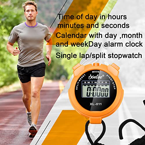 TOODOO 12 Pack Multi Function Digital Stopwatch Timer Bulk Sports Stopwatch with Lanyard Plastic Display Waterproof Date Time Alarm Timer for Coaches Fitness Referees - Image 6